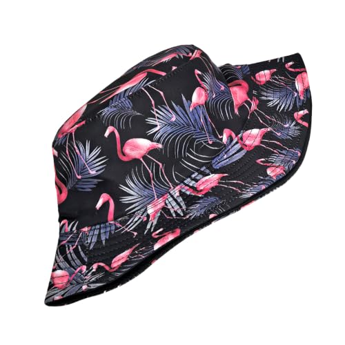 Quanhaigou Bucket Hats Unisex Summer Travel Beach Fisherman Cap for Men Women Teens - color: Flamingo Leaf