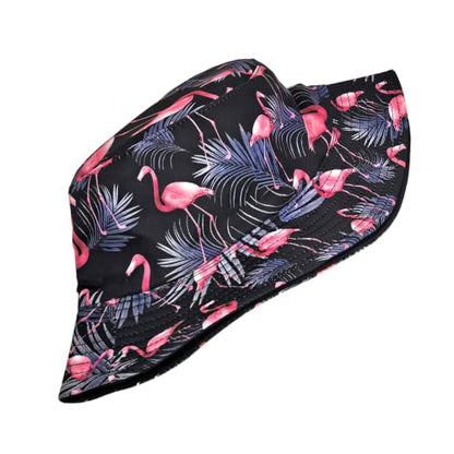 Quanhaigou Bucket Hats Unisex Summer Travel Beach Fisherman Cap for Men Women Teens - color: Flamingo Leaf