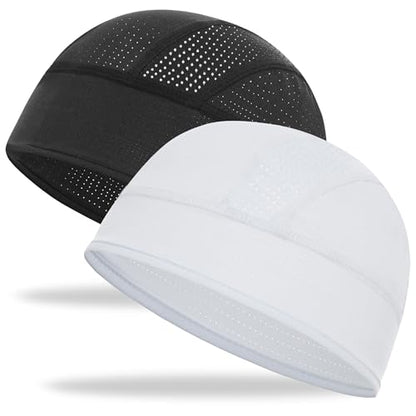 Cooling Skull Cap Breathable Mesh Helmet Liner Motorcycle Cycling - color: 2-black+white
