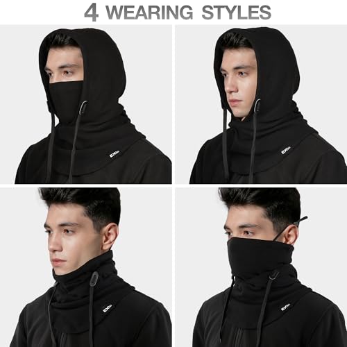 Balaclava Ski Mask, 4-in-1 Warm Adjustable Neck Gaiter for Men Women - color: Black