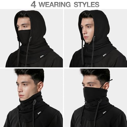 Balaclava Ski Mask, 4-in-1 Warm Adjustable Neck Gaiter for Men Women - color: Black