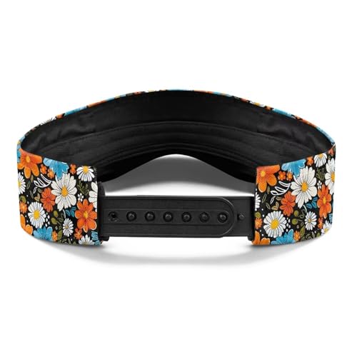 Cool Styles Sun Visor Hats 21.65~23.62 inches Adjustable Open-Top caps Quick-Dry Visor Cap - color: Pretty Hippie Flowers