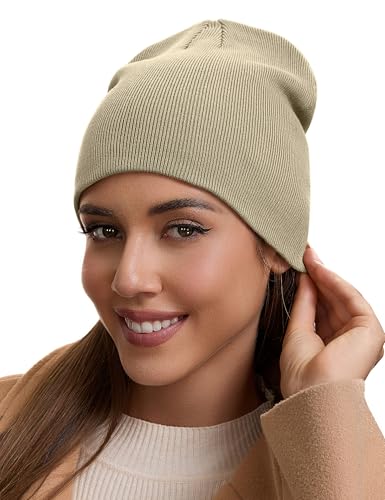 vidsel 100% Cotton Beanie Hat for Men Women, Soft Cuffless Knit Skull Cap - color: 1pc-khaki