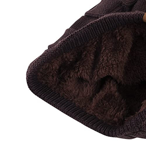 REDESS Beanie Hat for Men and Women Winter Warm Hats Knit Slouchy Thick Skull Cap with Face Cover - color: Dark Brown