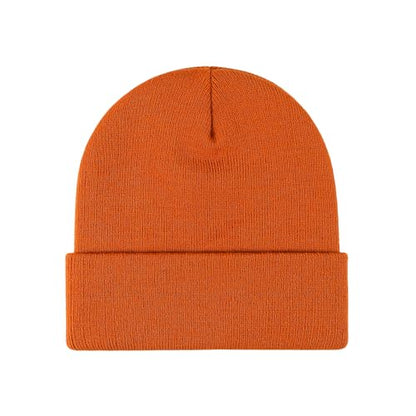 Winter Beanie Men Women Heavyweight Stretch Knit Cuffed Hat - color: Caramel,plain