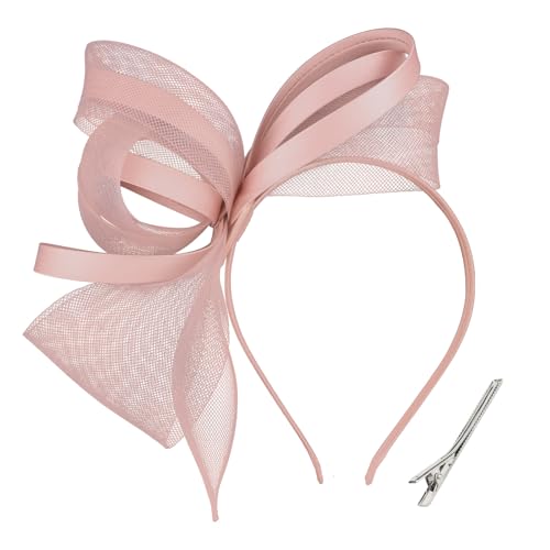 Pink Fascinators Hats for Women, Fascinator Headband Women's Tea Party Hat Derby Hats for Cocktail, Wedding, Fancy Dress Party, 1920s Accessories for Women - color: Nude Pink