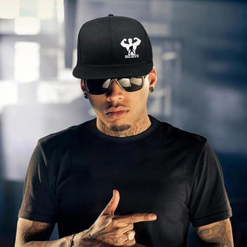 Snapback Hats for Men Flat Bill Brim Hats for Men Skeleton Skull Fitted Hat for Mens Black Baseball Hat Hip Hop ﻿ - color: Hercules
