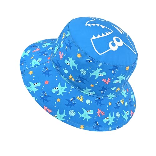 Kids Toddler Baby Boy Sun Hat Summer Bucket Hats with UPF 50+ UV Sun Protective - color: 24-shark, size: 2-4T