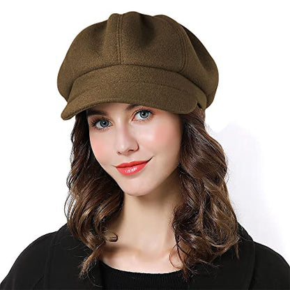 Sumolux Women Beret Newsboy Hat French Cap Classic Winter - color: Brown