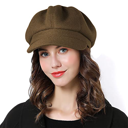 Sumolux Women Beret Newsboy Hat French Cap Classic Winter - color: Brown
