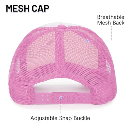 Ultrafun 10 Pack Trucker Hat Mesh Sublimation Blank Hats Adjustable Baseball Caps Hats for Men Women - color: Pink White