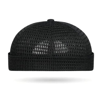 Brimless Hats for Men Breathable Brimless Docker Hat Lightweight Mesh Skull Cap Beanie Hats - color: Black