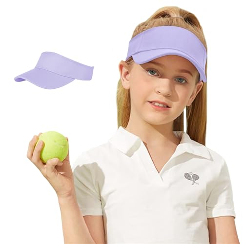 Century Star Kids Visor Sun Hat | UPF 50+ Adjustable Sports Cap for Girls & Boys | High Ponytail Tennis Golf Beach Running - color: Purple, size: 6-12 Years