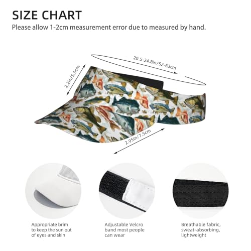 Unisex Adjustable Sports Sun Visor - color: Fish
