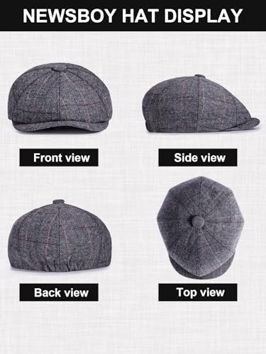 Senker Fashion 2 Pieces Newsboy Cap for Men - color: Black Grey