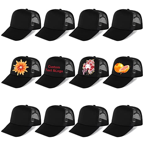 Ultrafun 12 Pack Trucker Hat Mesh Sublimation Blank Hats Men Women - color: 12pack-black