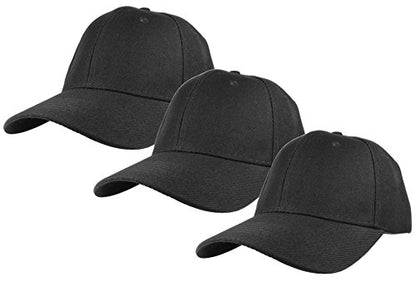 Gelante Plain Baseball Cap Adjustable Back Strap 3 PC - color: Black