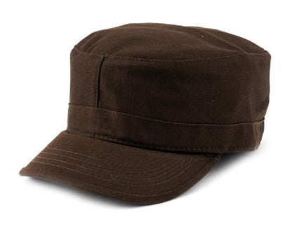 NYFASHION101 Fashionable Solid Color Unisex Fitted Army Military Cadet Cap - color: Brown, size: Medium