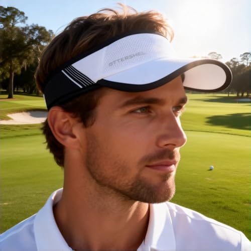 Cooling Sports Sun Visor Hat for Men & Women - color: White - Black