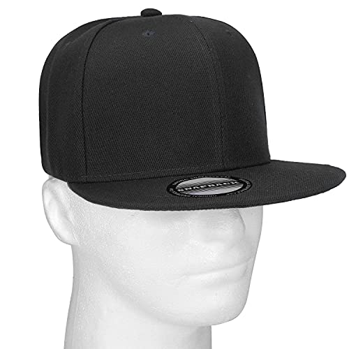 Classic Snapback Hat Cap Hip Hop Style Flat Bill Blank Solid Color Adjustable Size - color: 1pc Black.
