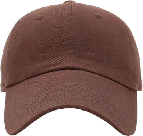 KBETHOS Classic Unisex Cotton Adjustable Low Crown Baseball Cap – Plain Dad Hat - color: Brown