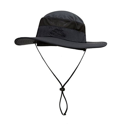 YR.Lover Outdoor UV Sun Protection Wide Brim Fishing Cap with Removable Flap - color: Black