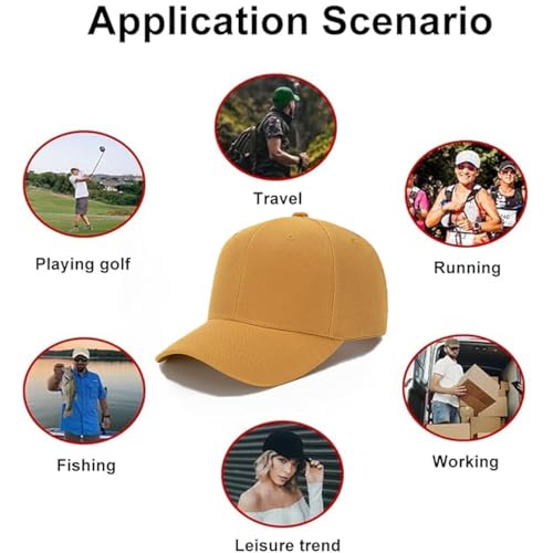 ZH Plain Adjustable Baseball Cap - Lot of 12 Unisex Blank Design Caps - color: Gold
