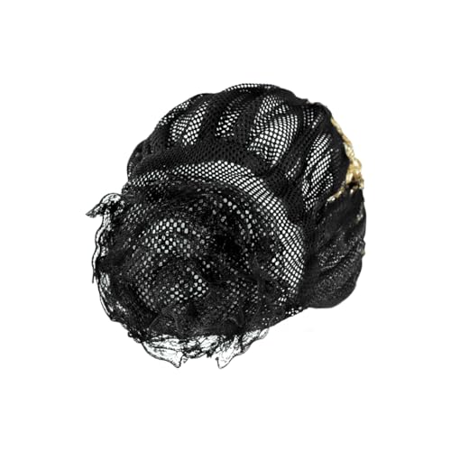 haozaikeji Women Flower Turban Hat Rhinestones Muslim Islamic Head Wrap African Pearl Turban Soft Stretchy Head Cover - color: Black-silver