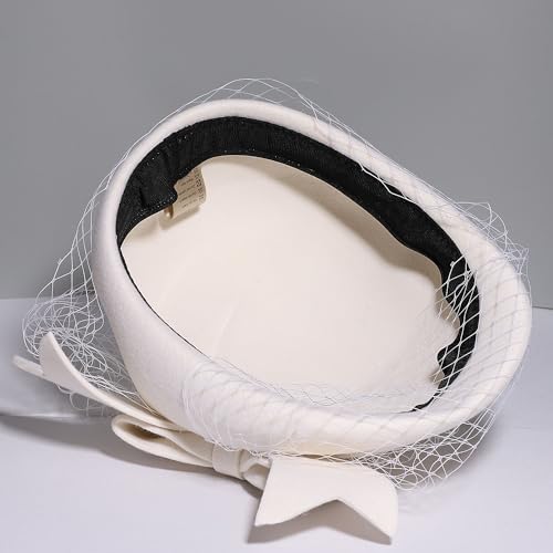Women's French Beret Hat with Veil Wool Felt Cloche Cap
