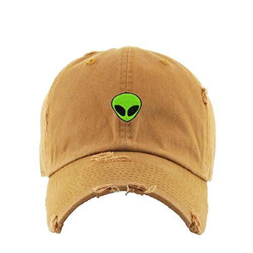 Green Alien Vintage Baseball Cap Embroidered Cotton Adjustable Distressed Dad Hat - color: Timberland