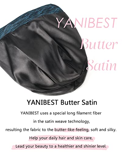 YANIBEST Slouchy Beanie Hat Satin Lined Sleep Cap Chemo Headwear Caps Blue - color: Blue, size: Medium