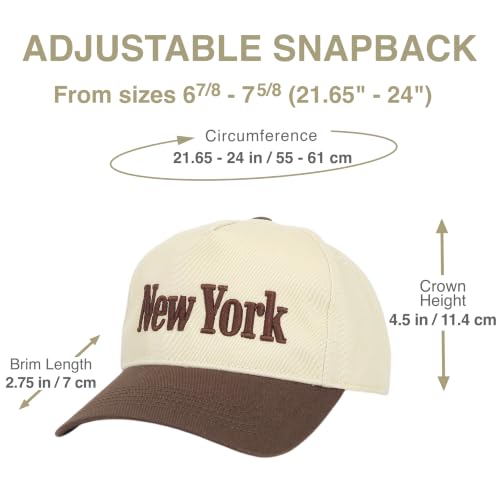 E BY ELIDAN New York Trucker Snapback Hat 3D Embroidered Baseball Cap - color: Cream Brown