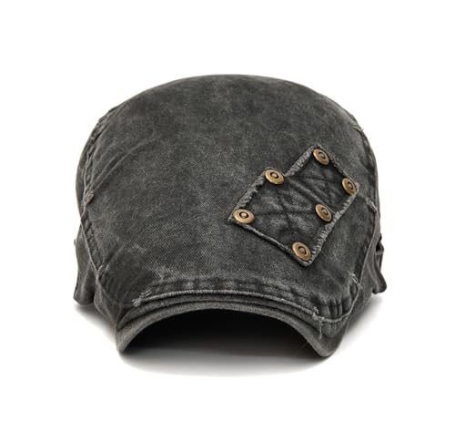 QHFHULV Newsboy Cap for Men Cotton Flat Gatsby Ivy Golf Cabbie Driving Hat - color: Rivet Navy Blue