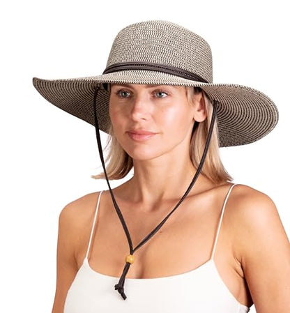 Sloggers Women's Wide Brim Braided Sun Hat with Wind Lanyard - UPF 50+ Maximum Sun Protection - color: Sage