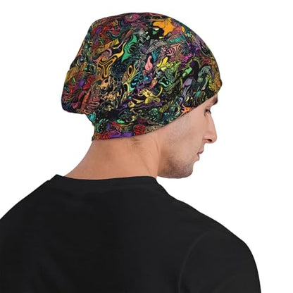 Beanie Hat for Men Women Slouchy Beanie Skull Sleep Cap Soft Lightweight Chemo Hat Stretch Cancer Headwear - color: Color Magic