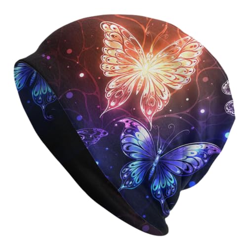 Gamepad Print Slouchy Beanie Skull Caps Chemo Hats Baggy Headwear for Men Women Jogging Cycling - color: Butterflies