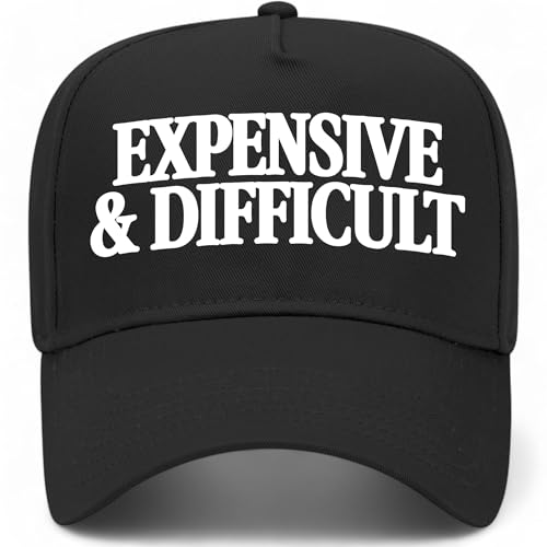 Expensive & Difficult Serif Vintage Trucker Hat | Funny Premium Snapback Baseball Hat for Men & Women - color: Black