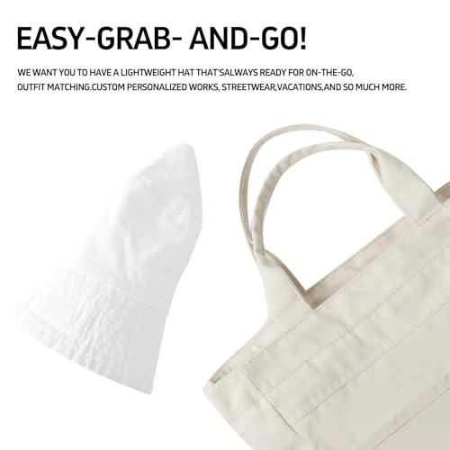Everyday Bucket Hat – Unisex Lightweight Trendy Cotton Hot Summer Fun Outdoor Vacation Boonie for Men and Women Denim - color: White