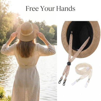 2 PCS Hat Straps for Wind, Adjustable Hat Strap Clips