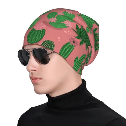 Beanie Hat for Men Women Slouchy Beanie Skull Sleep Cap Soft Lightweight Chemo Hat Stretch Cancer Headwear - color: Cactus