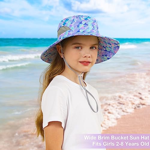 ICOSY Kids Sun Hat, UPF 50+ Girls Beach Hat for Toddler Kids - color: Blue