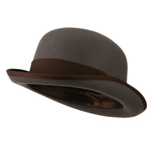 Jeanne Simmons Men's Felt Bowler Hat with Ribbon Trim - size: Medium