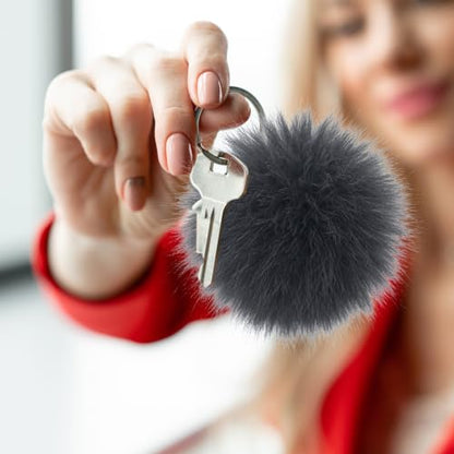 Fzxdfg 6Pieces Faux Furry Pom Pom Ball with Elastic Loop DIY Faux Fur Fluffy Ball for Hats Bags Key Chains Accessories 3.9inch/10CM (Dark Gray) - color: Dark Gray