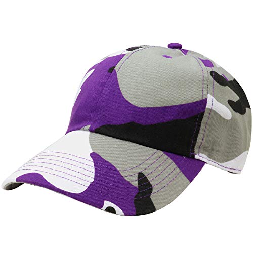 Falari Classic Baseball Cap Dad Hat 100% Cotton Soft Adjustable Size - color: Camouflage - Purple