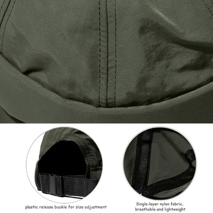 XYIYI Men Quick Dry Docker Cap Breathable Brimless Cap Rolled Cuff Retro Sailor Beanie Hat - color: Army Green2