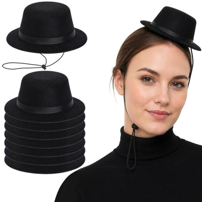 4/8Pcs Mini Black Bowler Top Hats, Tiny Velvet Halloween Top Derby Hat - color: 8 Pcs
