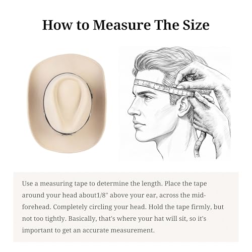Cowboy Hat Water-Resistant Felt Hats 100% Wool Wide Brim Western Panama Rancher Hat for Women Men - color: Eagle Spirit, size: 7 1/8