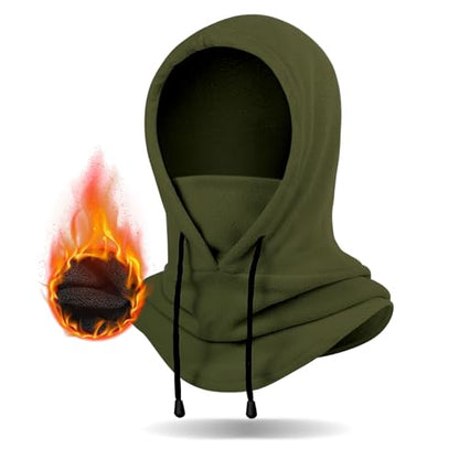Winter Balaclava Ski Mask: Warm Fleece Hood Hats Face Cover - color: Armygreen