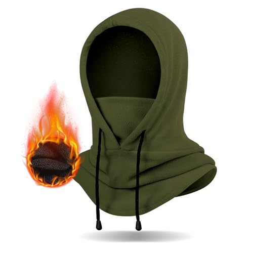 Winter Balaclava Ski Mask: Warm Fleece Hood Hats Face Cover - color: Armygreen