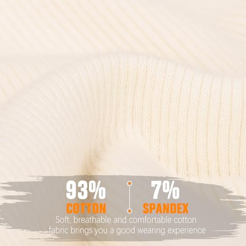 YANIKY Slouchy Beanie for Women, Mens Soft Cotton Beanie Hat, Double Layer Windproof Skull Cap for All Seasons - color: White